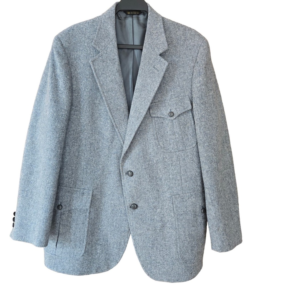 John Alexander Mens VTG USA Wool sport coat Blazer 3 pocket Retro Gray Dadcore